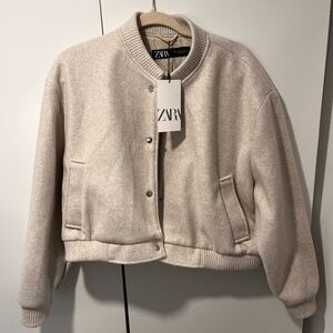 Zara Cream Bomber Jacket